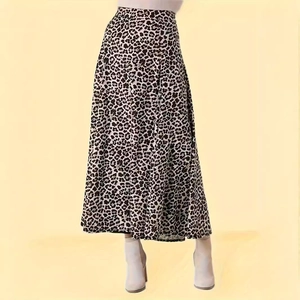 Jupe Longue Grande Taille pour Femmes Imprimé Léopard Taille Haute Coupe en A Jupe Longue Ample pour Tenue Quotidienne Décontractée Élégante Bureau