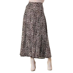Jupe longue léopard à la mode avec taille haute et coupe évasée pour femmes
