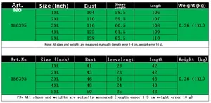 Size guide for plus size print dress showing measurements from 1XL to 5XL in cm and inches