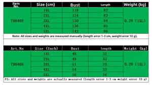 Size chart for women's plus size printed top in sizes 1XL to 5XL with cm and inch guide