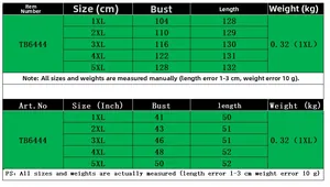 Guide des tailles pour robe moulante col V montrant les mesures 1XL-5XL en cm et pouces
