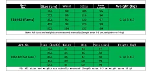 Detailed plus size chart for bottoms TB6442 showing measurements from 1XL to 5XL in cm and inch