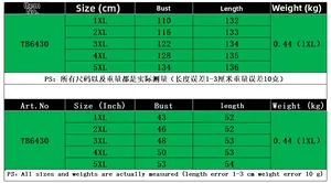 Size chart for women's plus size dress in CM and Inches from size 1XL to 5XL