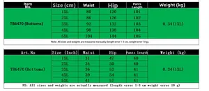 Tableau des tailles détaillé pour pantalon large pied-de-poule femme du 1XL au 5XL