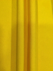 Detailed close-up showing the fine texture and vertical pleats of the yellow knit fabric