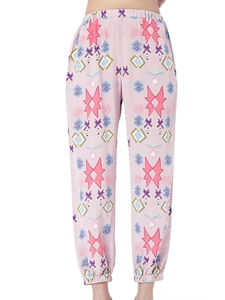 Ensemble détente rose pour femme avec imprimé géométrique et poignets élastiques