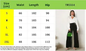 Size chart for high waist velvet trousers with waist and hip measurements in centimeters