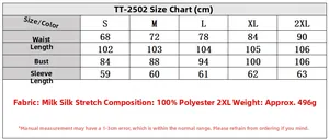 Detailed size chart for elegant knit dress showing chest, waist, and length measurements