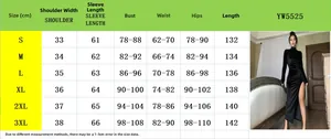 Größentabelle für das Samtkleid mit Stehkragen, Maße von S bis 3XL für ideale Passform