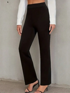 Women High Waist Straight Leg Pants Solid Color Slimming Elegant Office Commuting Long Trousers Fashion Casual Wear