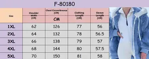 Detailed size chart for women's plus size fuzzy hoodie showing precise measurements