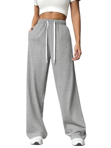 Women High Waist Wide Leg Sweatpants Drawstring Elastic Waist Straight Casual Sports Long Pants Rayon Soft Bottoms