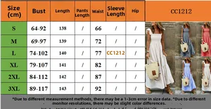 Size chart for plaid strap dress showing measurements from S to 3XL in centimeters