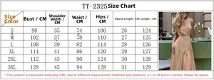 Detailed size chart for the buttoned high-waist midi dress featuring S to 3XL measurements