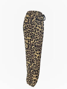 Pantalon jogger léopard pour femme avec taille haute élastique et cordon de serrage