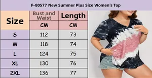 Guide des tailles indiquant les mesures pour haut grande taille femme à manches courtes
