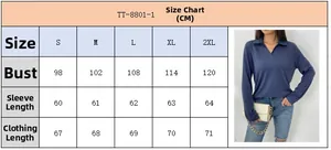 Tableau des tailles détaillé pour t-shirt polo femme à manches longues avec mesures en centimètres