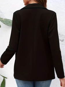 Rear view detail of black slim fit blazer showing the back seam and structured shoulder fit