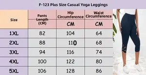 Tableau des tailles pour leggings de yoga grande taille avec détails fleuris ajourés