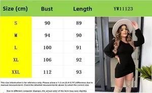 Size guide for women's slim fit long sleeve dress with bust and length measurements