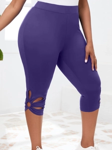 Leggings Capri Grandes Tailles Femmes Taille Haute Fleur Ajourée Pantalons Yoga Amincissants Extensibles Doux Casual Sportif