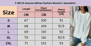 Detailed size chart for waffle knit sweatshirt showing measurements from S to 2XL sizes