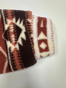 Women's oversized hooded zip jacket with geometric tribal print in fleece fabric
