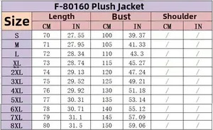 Tabella taglie dettagliata per giacca in peluche da donna con cappuccio da S a 8XL in CM e IN