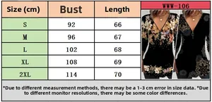 Size chart for women V-neck floral long sleeve top showing bust and length in cm