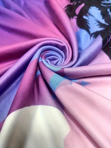Detail of high-stretch gradient fabric with 3D print texture and soft silky finish