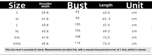 Size chart for 3D printed t-shirt showing S to 3XL shoulder, bust and length measures