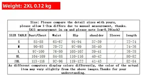 Detailed size guide table for sleeveless printed dress showing measurements in centimeters