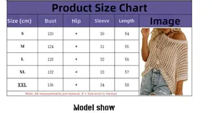 Detailed size chart for women's hollow out summer beach cover-up crochet top in cm