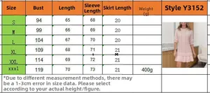 Detailed size guide table for cable knit chiffon patchwork mini dress from S to XXXL