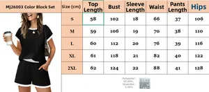 Guide des tailles détaillé et fiche technique du pyjama bicolore pour femme