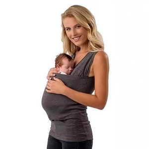 Deep grey kangaroo baby carrier vest for parent-child bonding in soft cotton knit