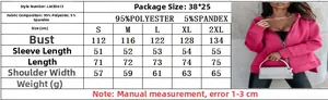 Size chart showing bust, sleeve, and length measurements for women hoodie model LWZ0613