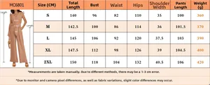 Detailed size chart for elegant V-neck sleeveless wide-leg jumpsuit with belt for women