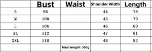 Size chart table for long sleeve hooded knit dress with bust and length in cm
