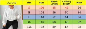 Detailed size chart for women's white waffle knit hooded sweatshirt with measurements