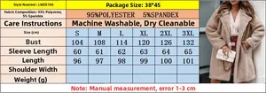 Detailed size chart for women's plush teddy coat with long sleeves and lapel design