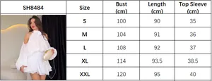 Size chart for off-shoulder floral ruffle dress with detailed measurements in centimeters