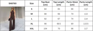 Size chart for halter vest and trousers set with measurements in centimeters
