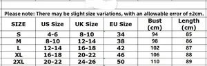 Detailed size chart for double-breasted wool coat with US UK EU measurements