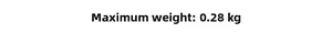 Size information display for long sleeve shirt showing maximum size weight at 0.28kg