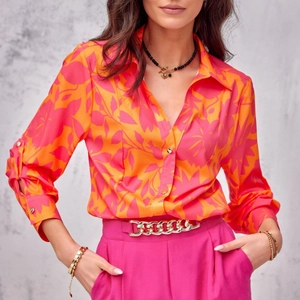 Elegant Floral Print Long Sleeve Shirt Women Fashion Casual Button Down Blouse Spring Autumn Loose Commute Tops