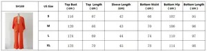 Tabella taglie per completo casual arancione da donna con misure di maglia e pantaloni