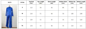 Detailed size chart in centimeters for women's leopard print shirt and pants set