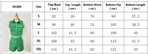 Size chart for women's two-piece set featuring sleeveless crop top and utility shorts