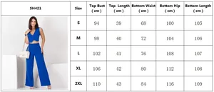 Größentabelle für zweiteiliges ärmelloses Top und Hose mit hoher Taille Sommeroutfit